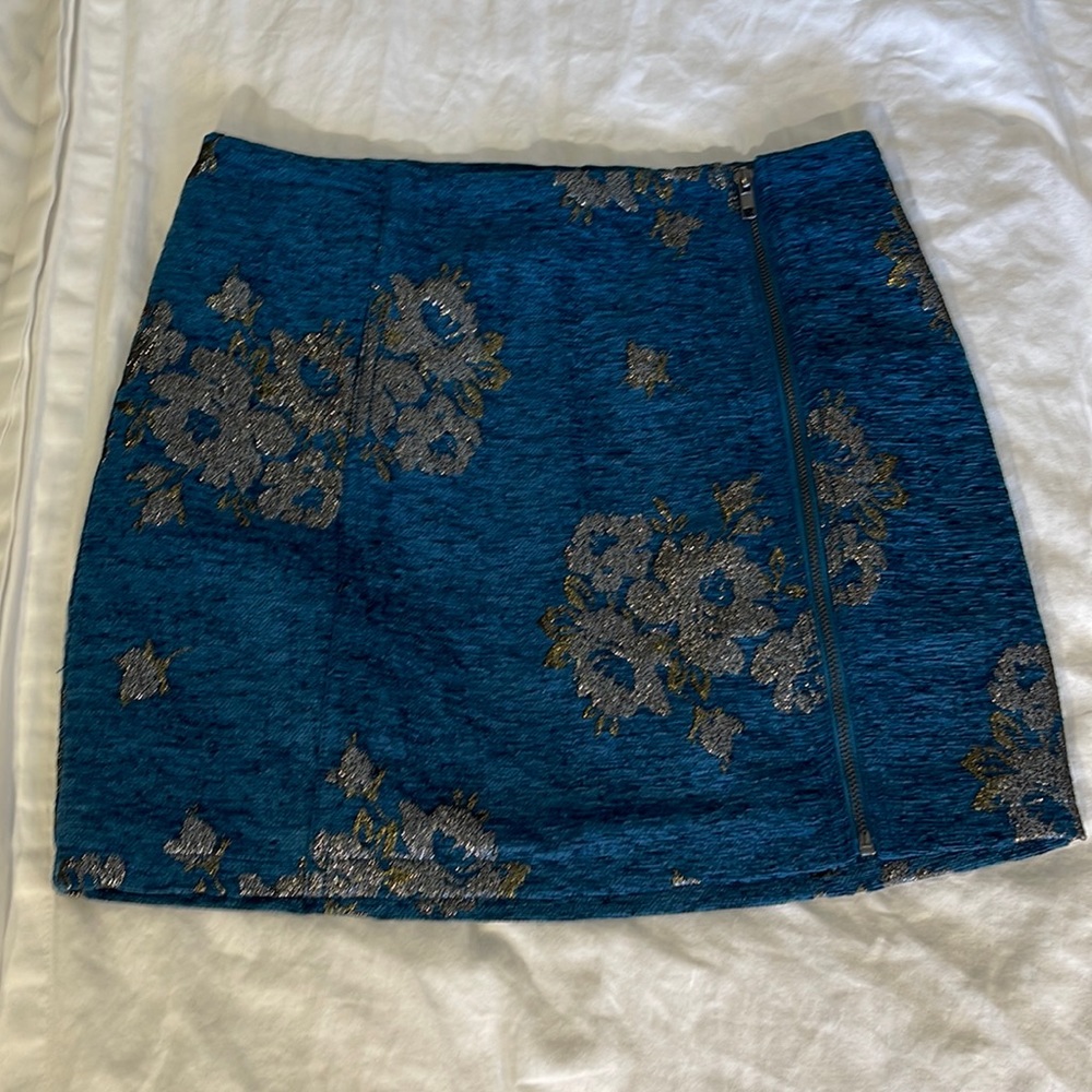 EUC Free People Dreamy Blue Jacquard Mini Skirt